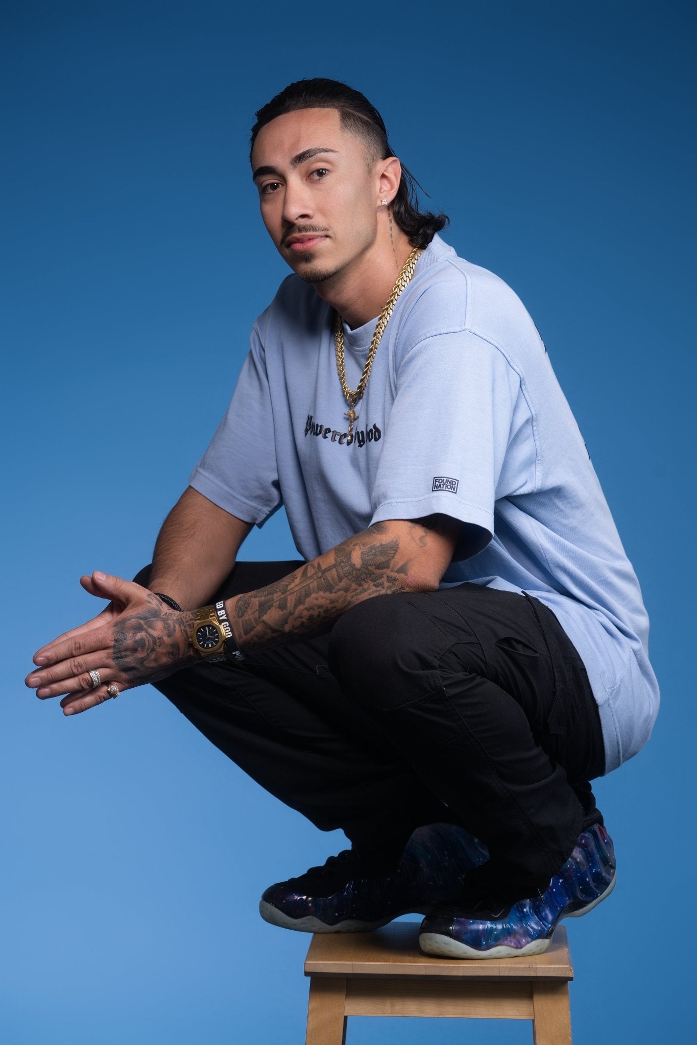 ICE BLUE POWERED BY GOD TEE - FoundNation
