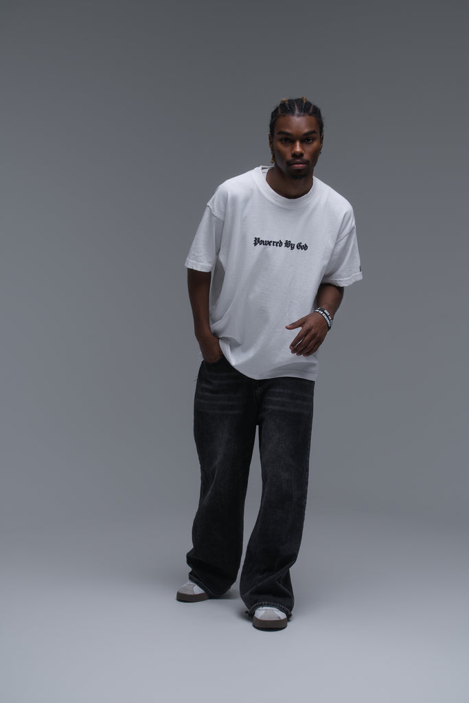 WHITE POWERED BY GOD TEE