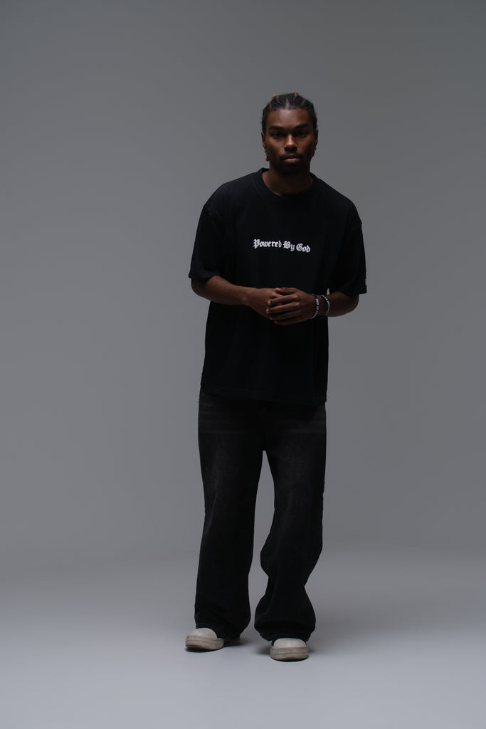 VINTAGE BLACK POWERED BY GOD TEE
