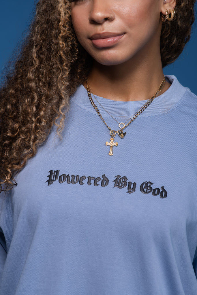ICE BLUE POWERED BY GOD TEE