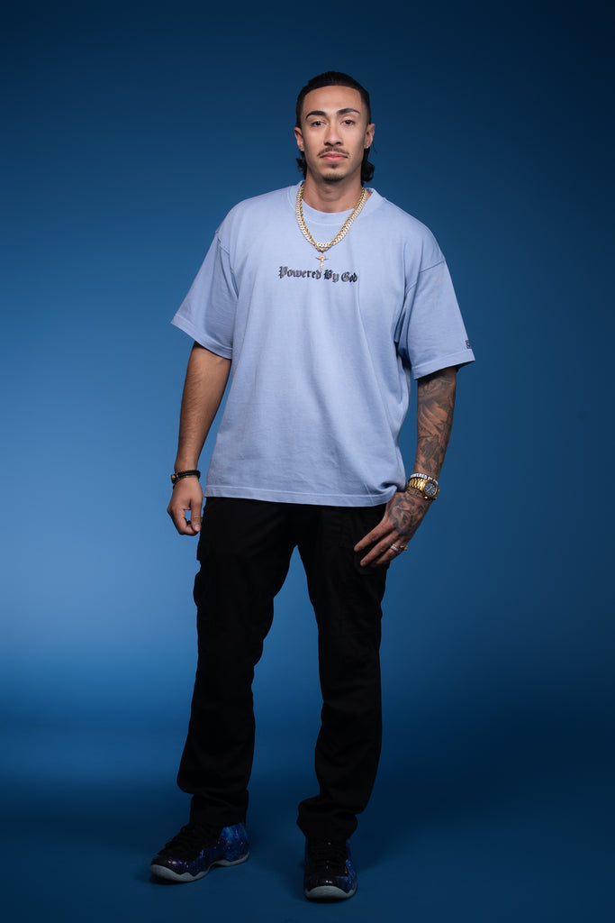 ICE BLUE POWERED BY GOD TEE