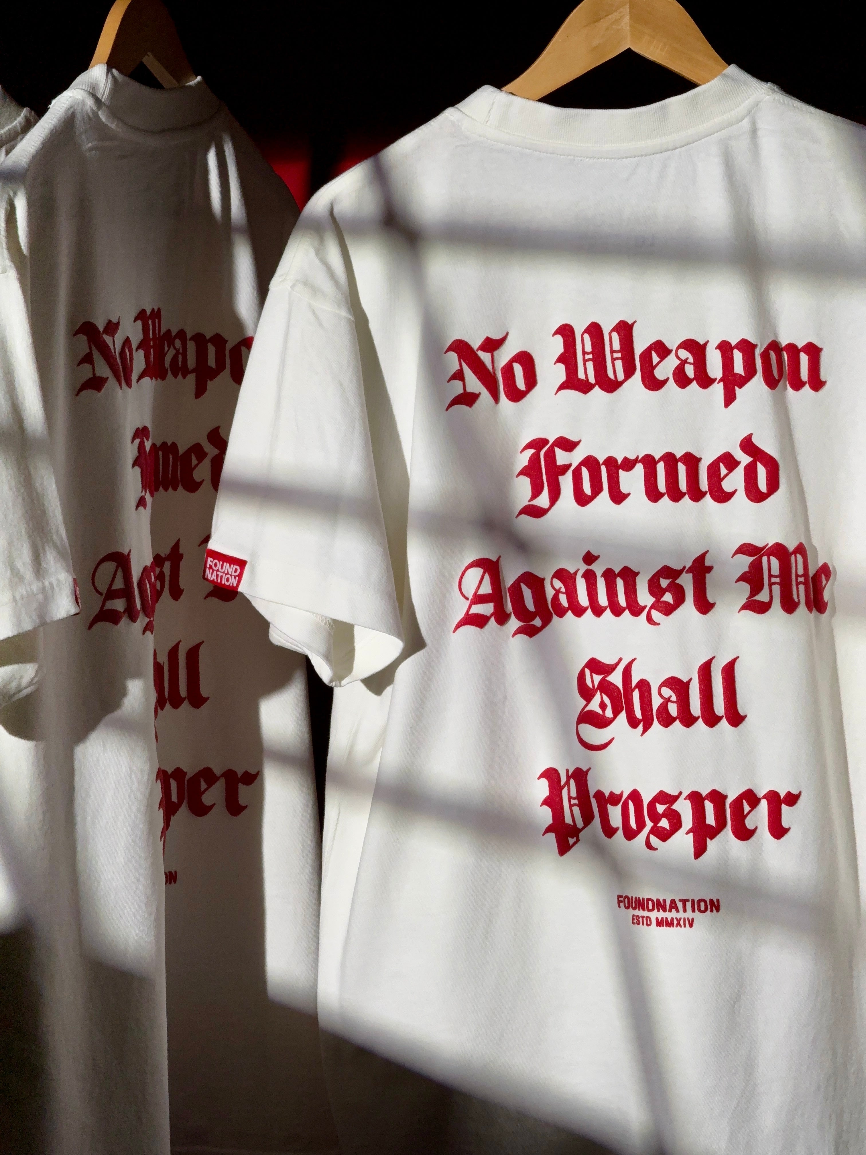 WHITE & RED POWERED BY GOD TEE